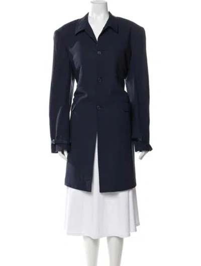 Pre-owned Prada Vintage Late 1990's - Early 2000's Overcoat In Blue