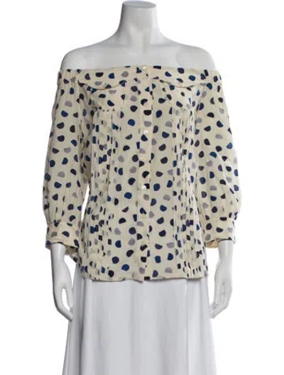 Pre-owned Prada Vintage Late 2000's - Early 2010's Blouse In Blue/neutrals