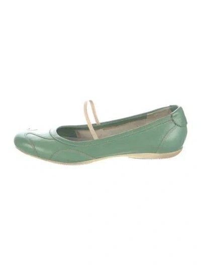Pre-owned Prada Vintage Leather Ballet Flats In Green