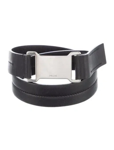 Pre-owned Prada Vintage Leather Belt In Black