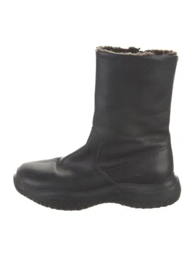 Pre-owned Prada Vintage Leather Boots In Black