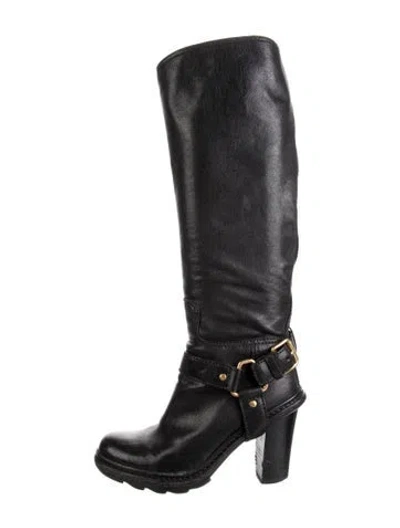 Pre-owned Prada Vintage Leather Boots In Black