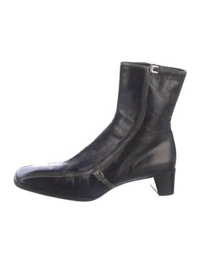 Pre-owned Prada Vintage Leather Boots In Black