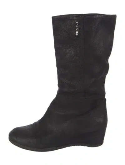 Pre-owned Prada Vintage Leather Boots In Black