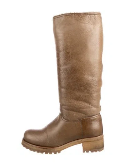 Pre-owned Prada Vintage Leather Boots In Brown