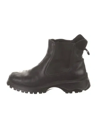 Pre-owned Prada Vintage Leather Chelsea Boots In Black