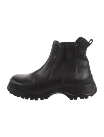 Pre-owned Prada Vintage Leather Chelsea Boots In Black
