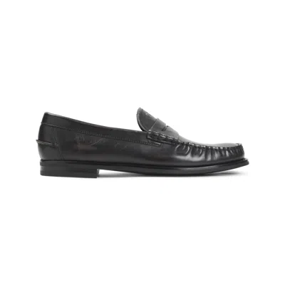 Prada Antiqued Leather Loafers In Animal Print