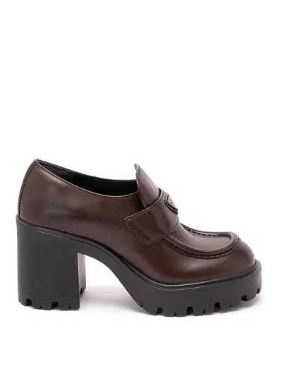 Prada Vintage Leather Loafers In Brown
