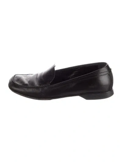 Pre-owned Prada Vintage Leather Loafers In Black