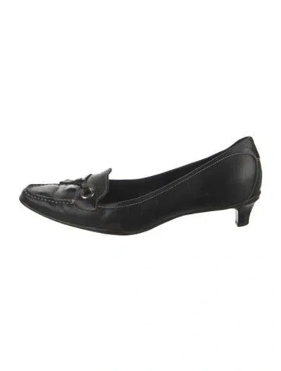 Pre-owned Prada Vintage Leather Loafers In Black