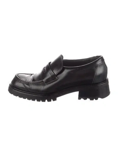 Pre-owned Prada Vintage Leather Loafers In Black