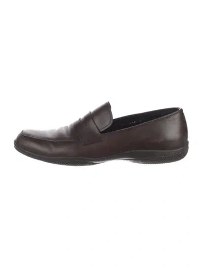 Pre-owned Prada Vintage Leather Loafers In Brown