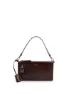 Prada Mini Rectangular Leather Pouch Handbag With Detachable Shoulder Strap In Brown