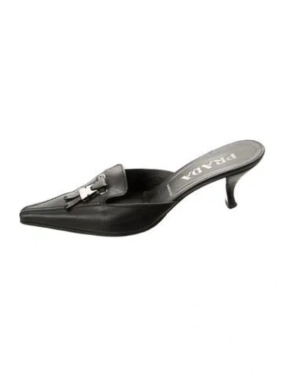 Pre-owned Prada Vintage Leather Mules In Black