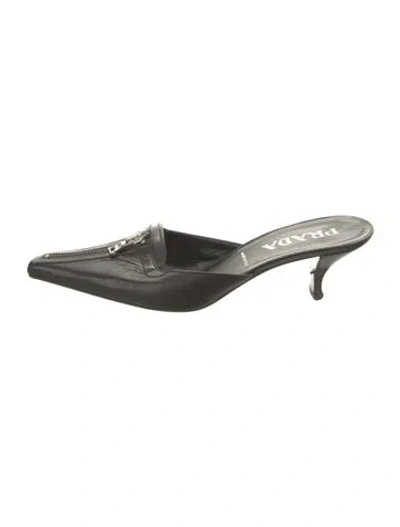 Pre-owned Prada Vintage Leather Mules In Black