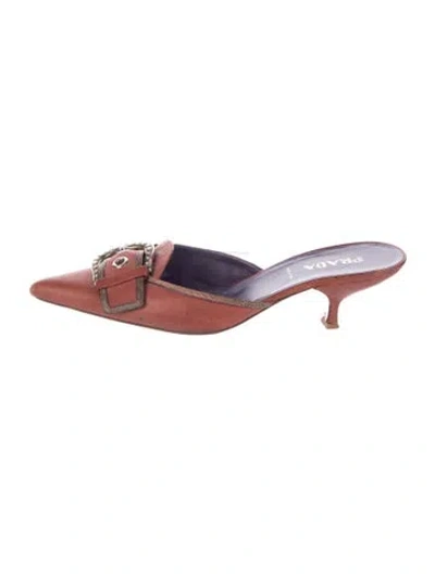 Pre-owned Prada Vintage Leather Mules In Red