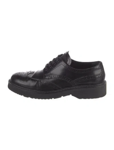 Pre-owned Prada Vintage Leather Oxfords In Black