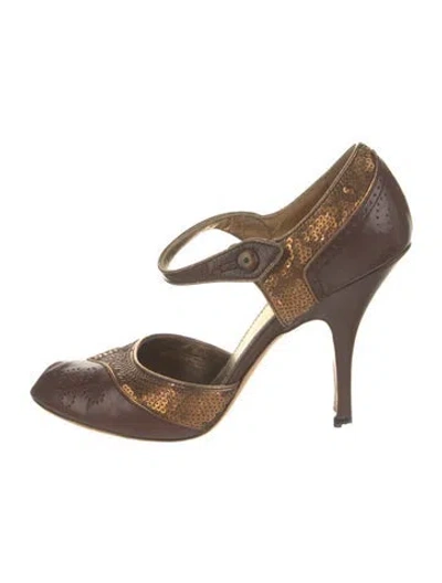 Pre-owned Prada Vintage Leather Pumps In Brown