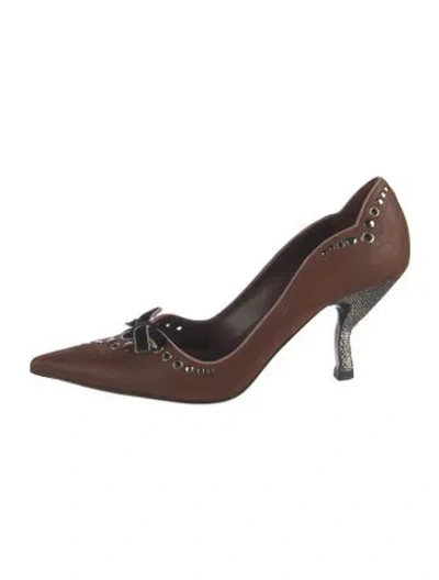 Pre-owned Prada Vintage Leather Pumps In Brown