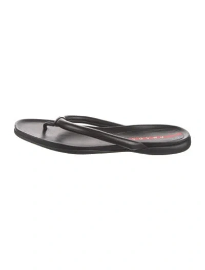 Pre-owned Prada Vintage Leather Slides In Black
