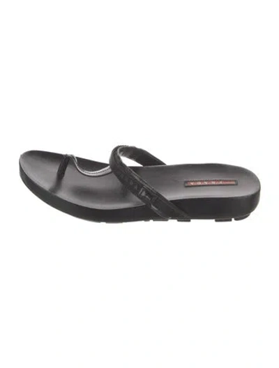 Pre-owned Prada Vintage Leather Slides In Black