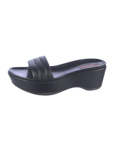 Pre-owned Prada Vintage Leather Slides In Blue