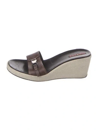 Pre-owned Prada Vintage Leather Slides In Brown