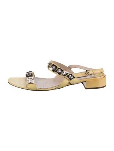 Pre-owned Prada Vintage Leather Slides In Neutral