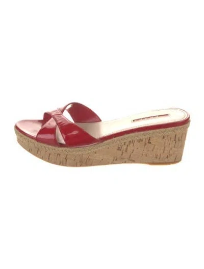 Pre-owned Prada Vintage Leather Slides In Red