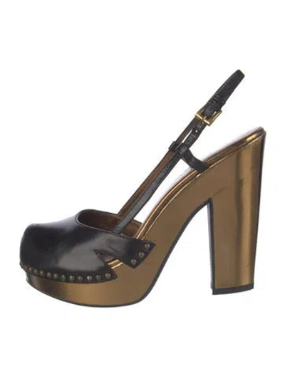 Pre-owned Prada Vintage Leather Slingback Pumps In Black