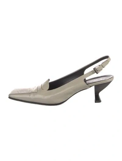 Pre-owned Prada Vintage Leather Slingback Pumps In Neutral