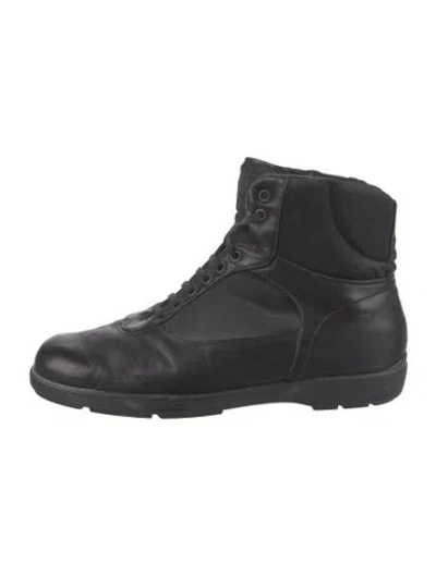Pre-owned Prada Vintage Leather Sneakers In Black