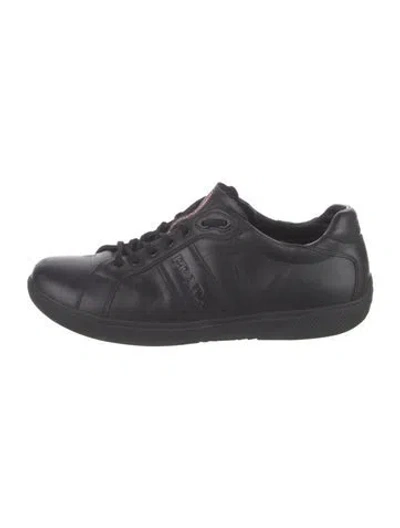 Pre-owned Prada Vintage Leather Sneakers In Black