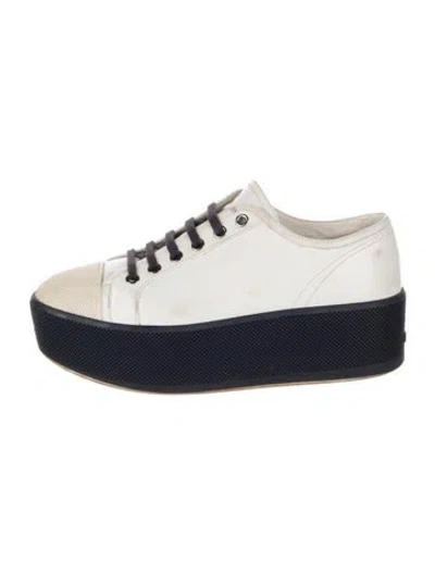 Pre-owned Prada Vintage Leather Sneakers In Blue