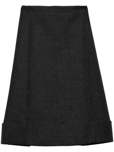 PRADA VINTAGE-LOOK RUSH STITCH MIDI SKIRT