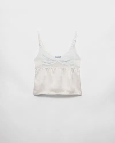 Prada Vintage-look Satin And Lace Top