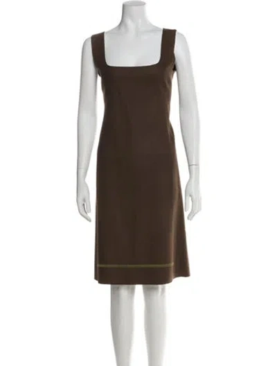 Pre-owned Prada Vintage Midi Length Dress In Brown