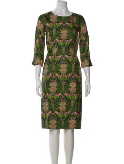 Pre-owned Prada Vintage Midi Length Dress In Green