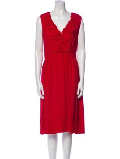 Pre-owned Prada Vintage Midi Length Dress In Red