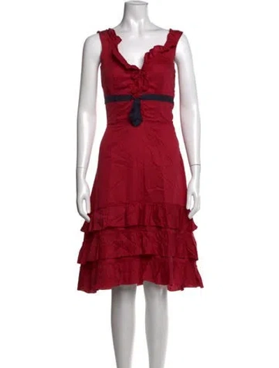 Pre-owned Prada Vintage Midi Length Dress In Red