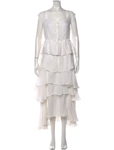 Pre-owned Prada Vintage Midi Length Dress In White