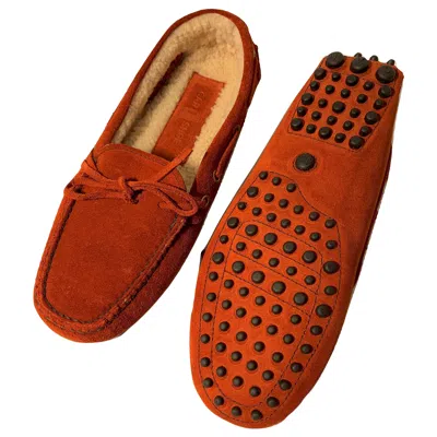 Pre-owned Prada Vintage New The Original  Car Shoe Flat Moccasin Shearling Driving Sz 36 In Red