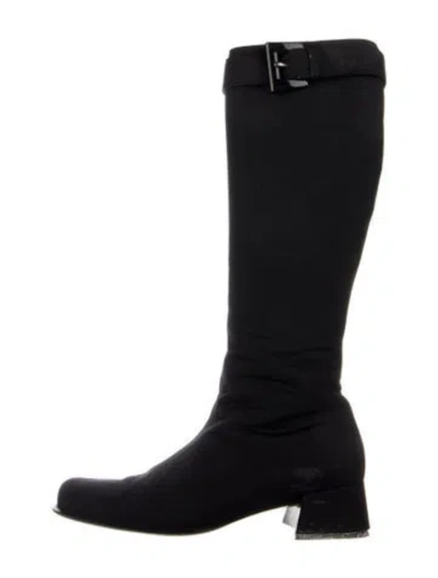 Pre-owned Prada Vintage Nylon Riding Boots In Black
