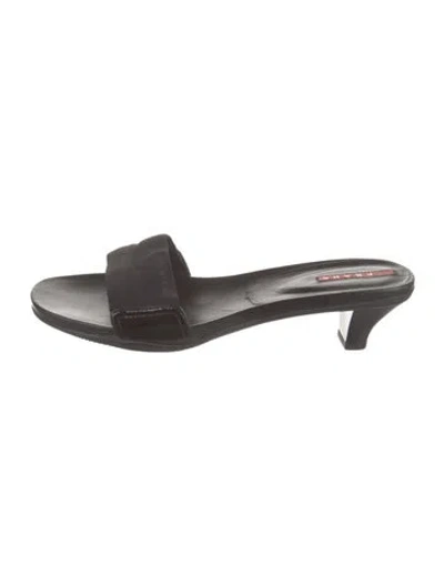Pre-owned Prada Vintage Nylon Slides In Black