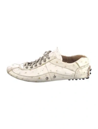 Pre-owned Prada Vintage Ostrich Sneakers In White