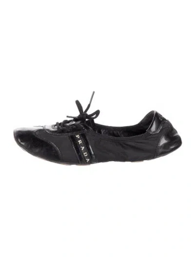Pre-owned Prada Vintage Patent Leather Athletic Sneakers In Black