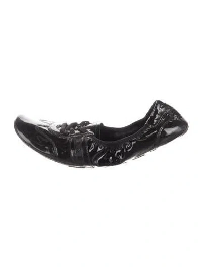 Pre-owned Prada Vintage Patent Leather Ballet Flats In Black