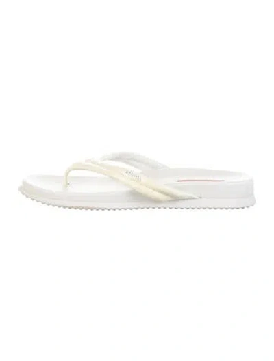 Pre-owned Prada Vintage Patent Leather Flip Flops In White