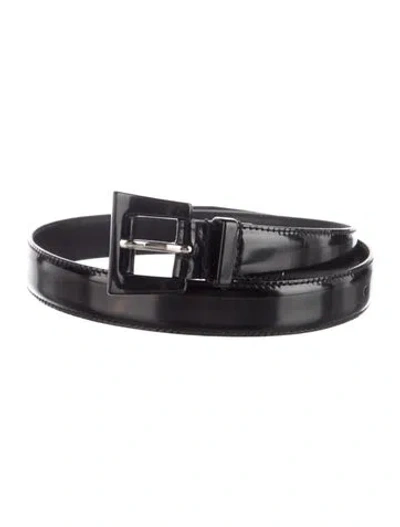 Pre-owned Prada Vintage Patent Leather Waist Belt In Black